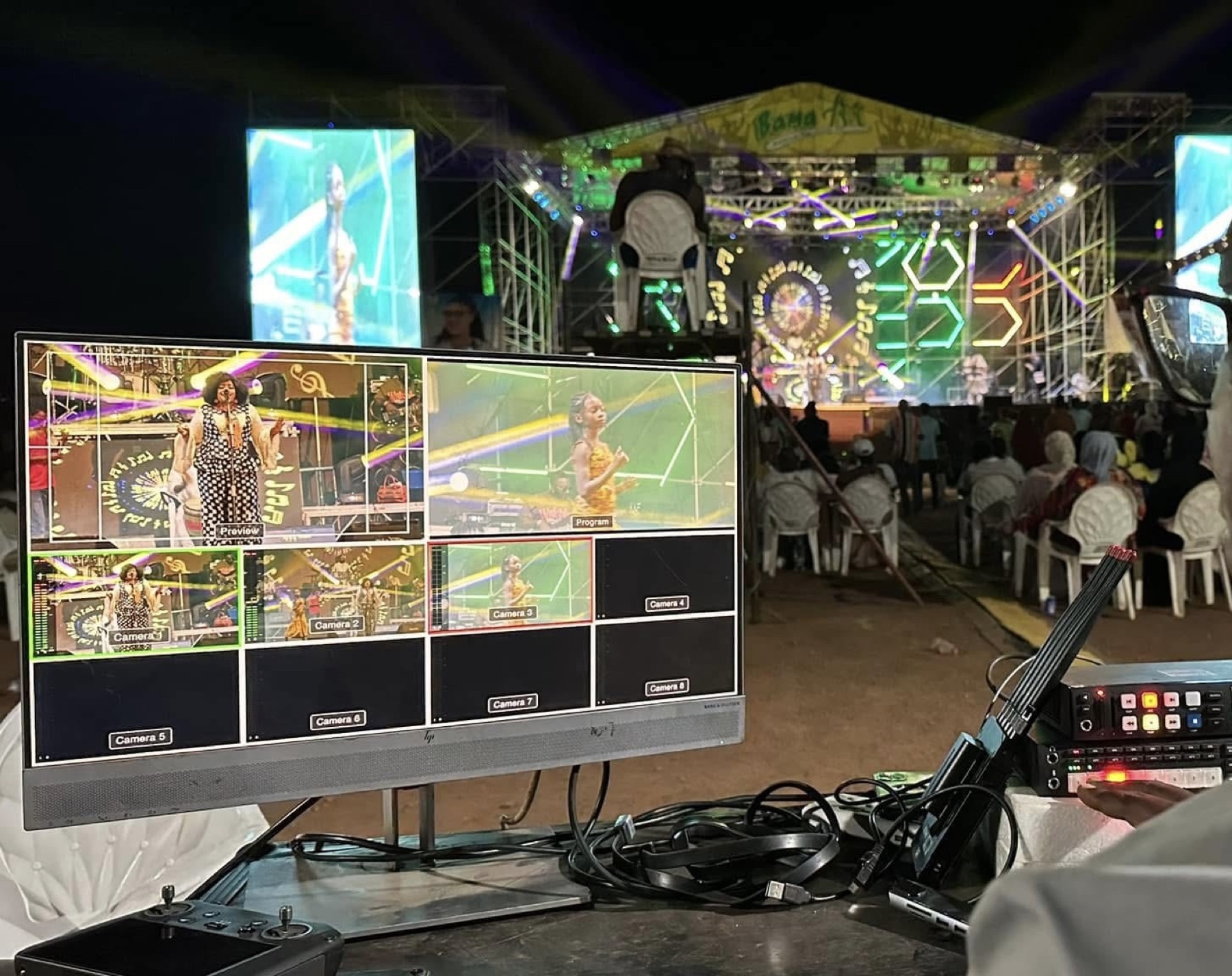 Régie multicaméra et scène de BAM’ART à Bamako